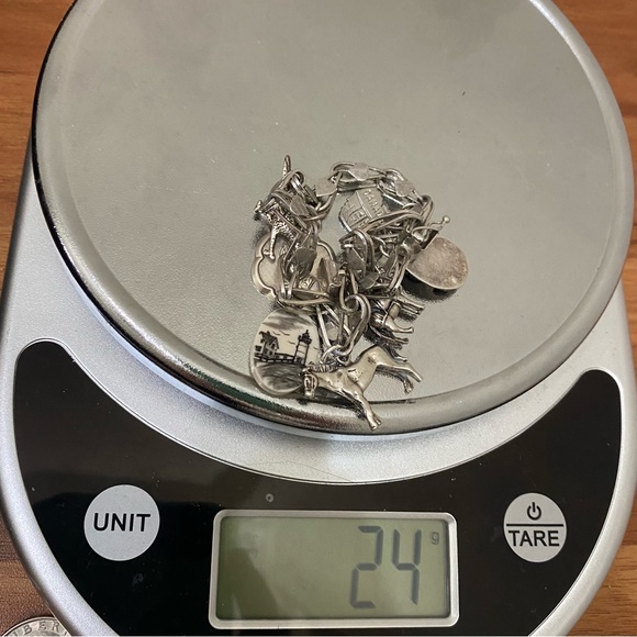 Vintage Sterling Silver Signed 925 Double Link Heart 7 Charms 8” Charm Bracelet - Picture 12 of 16